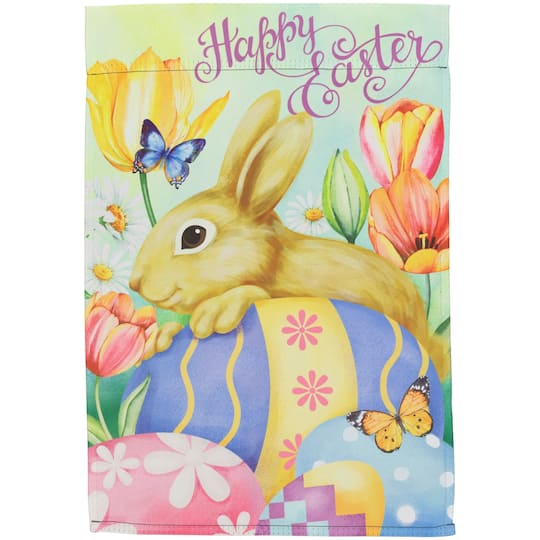 Springtime Colors Happy Easter Bunny &#x26; Eggs Garden Flag